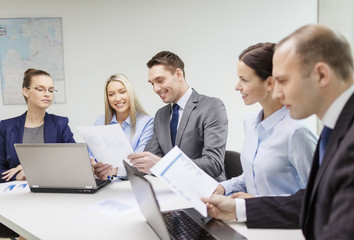 Sticker - business team with laptop having discussion