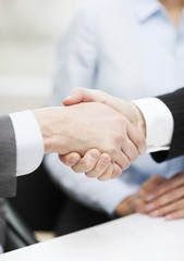 Wall Mural - two businessmen shaking hands in office