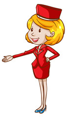 Sticker - An air hostess wearing a red uniform