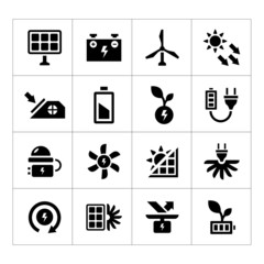 Set icons of alternative energy sources