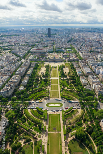 View of Paris, the Champ de Mars from the Eiffel tower Poster