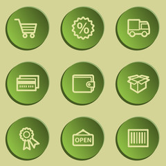 Wall Mural - Shopping web icon set 2 , green paper stickers set