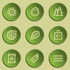 Wall Mural - Ecology web icon set 3, green paper stickers set