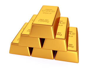 Golden bars isolated