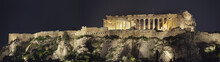 Acropolis Of Athens.Night Shot.Panorama.