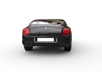 Wall Mural - Black elegant car on white background - taillights view