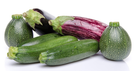 Wall Mural - Composition with eggplants and zucchini