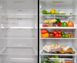 Empty and full refrigerator