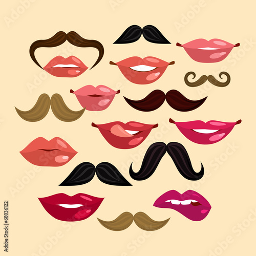 Naklejka - mata magnetyczna na lodówkę Lips and Mustaches