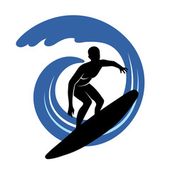 Wall Mural - surfer on waves an illustration on a white background