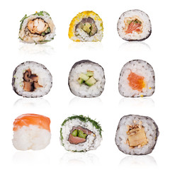 Poster - Sushi collection isolated on white background