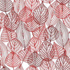 Poster - Seamless pattern of red autumnal leaves