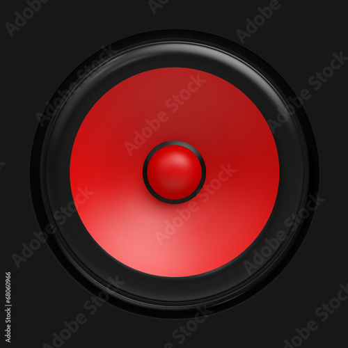 Obraz w ramie Duży czerwony głośnik na czarnym tle
