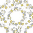 oliwkowe szare kwiaty i kropki ozdobny wieniec deseń na bieli