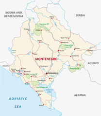  straßenkarte von Montenegro mit Nationalparks