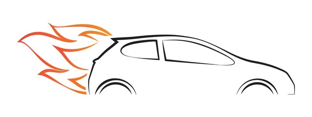 Wall Mural - Silhouette of car with fire