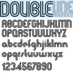 Poster - Double Line retro style geometric font.