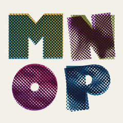 Poster - Halftone dots font, grunge color pixels print texture letters