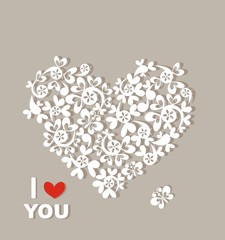 Poster - Pastel card with beautiful paper heart