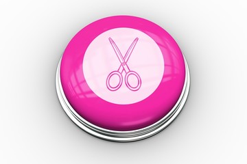 Poster - Scissors graphic on pink button
