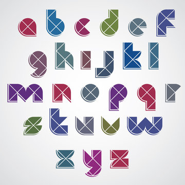 Digital style simple geometric font with rhombuses.