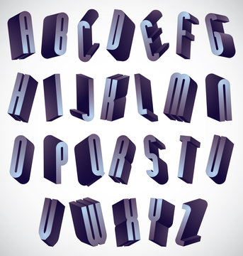 3d font, monochrome dimensional alphabet.