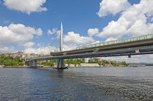 Cable-stay Metro Bridge Over River