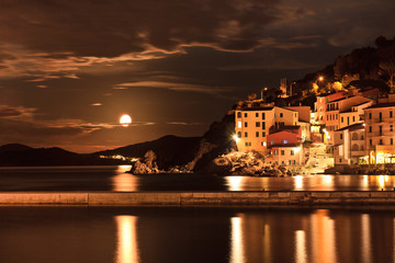 View of Marciana Marina in night