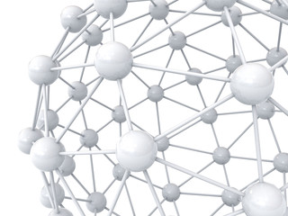 Aufkleber - 3d white molecular structure geometry model over white