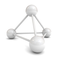 Aufkleber - White 3d molecular structure model over white