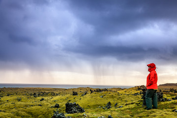 Wall Mural - Hiking in the lava field