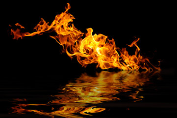 fire on a black background