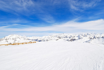 Poster - view of skiing area in Paradiski region, France