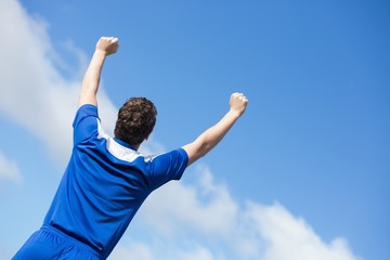 Wall Mural - Football player in blue cheering