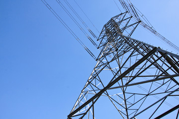 Towering Steel Pylon Supporting Electric Power Cables