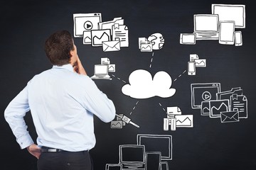 Poster - Composite image of thinking businessman touching his chin