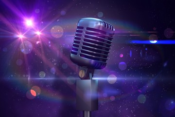 Aufkleber - Composite image of retro chrome microphone