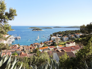 Wall Mural - above view of town on Hvar island in Croatia