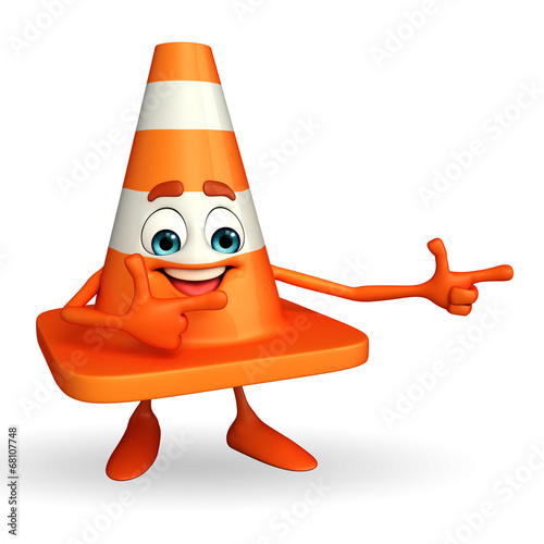Construction Cone Character with pointing pose Illustration Stock