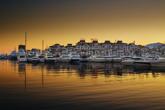 Luxury yachts and motor boats in Puerto Banus, Marbella, Spain