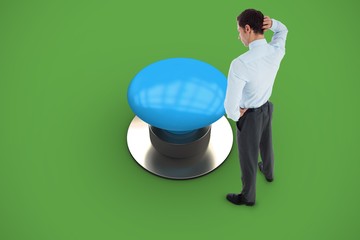 Poster - Composite image of thinking businessman scratching head