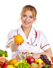 Wall Mural - Doctor dietitian recommending healthy food