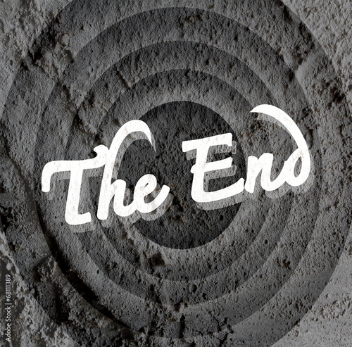 Fotografie, Obraz the end Movie ending screen on Cement wall texture background