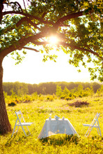 Outdoor In Spring, White Table