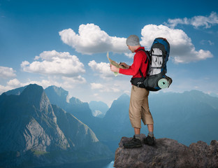 Wall Mural - man hiking