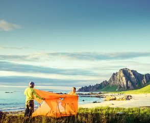 Wall Mural - couple camping