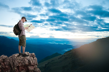 Wall Mural - man hiking