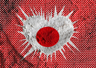 Poster - Love Japan flag sign heart symbol on Cement wall texture backgro