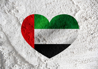 Poster - Love  United Arab Emirates flag sign heart symbol on Cement wal
