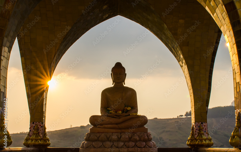 Buddha in sun set time - obrazy, fototapety, plakaty 